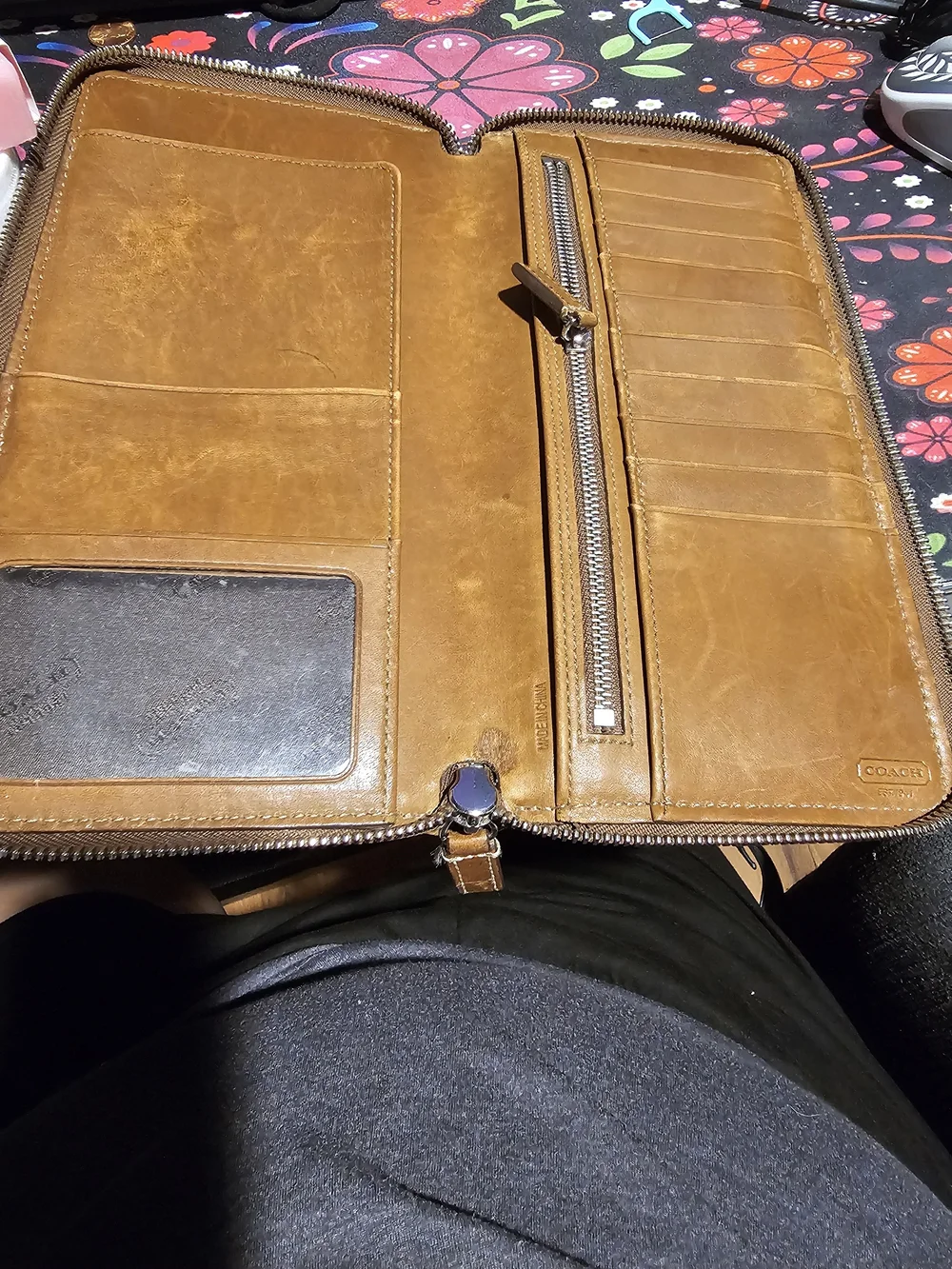 COACH Tan Leather Zip Wallet